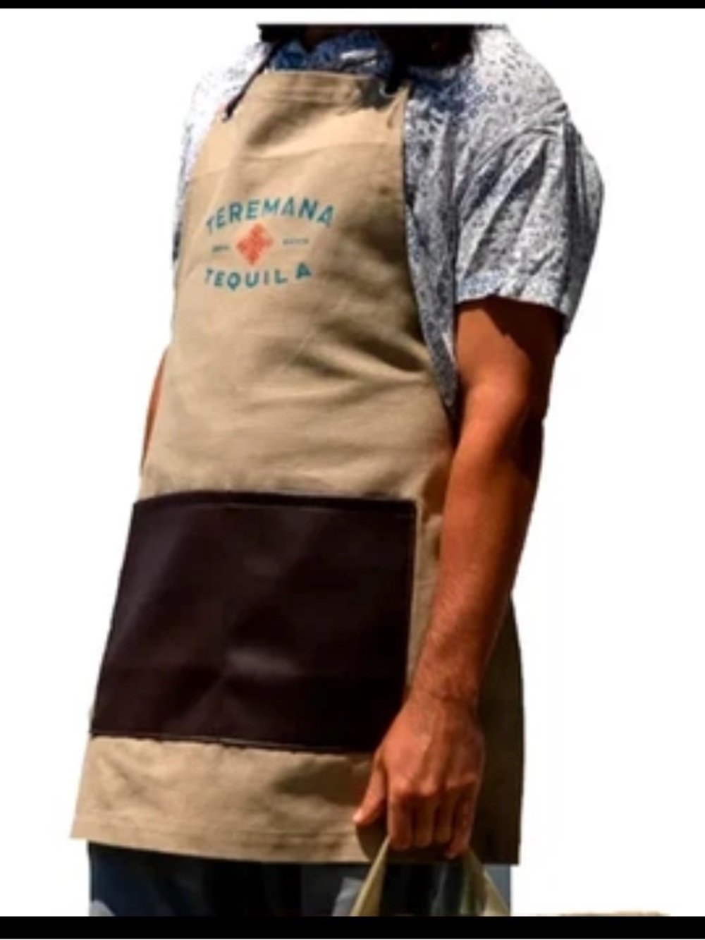 Khaki Canvas Apron Pocket Teremana Tequila BBQ Grilling Bartending Dwayne Johnso